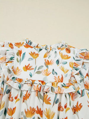 Bohemian Floral Print Ruffle Mini Dress option 9