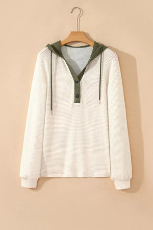 ivory pullover hoodie with hip-length and pullover