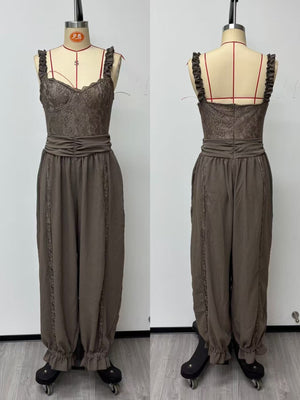 Dark Gray jumpsuit with full-length and pullover