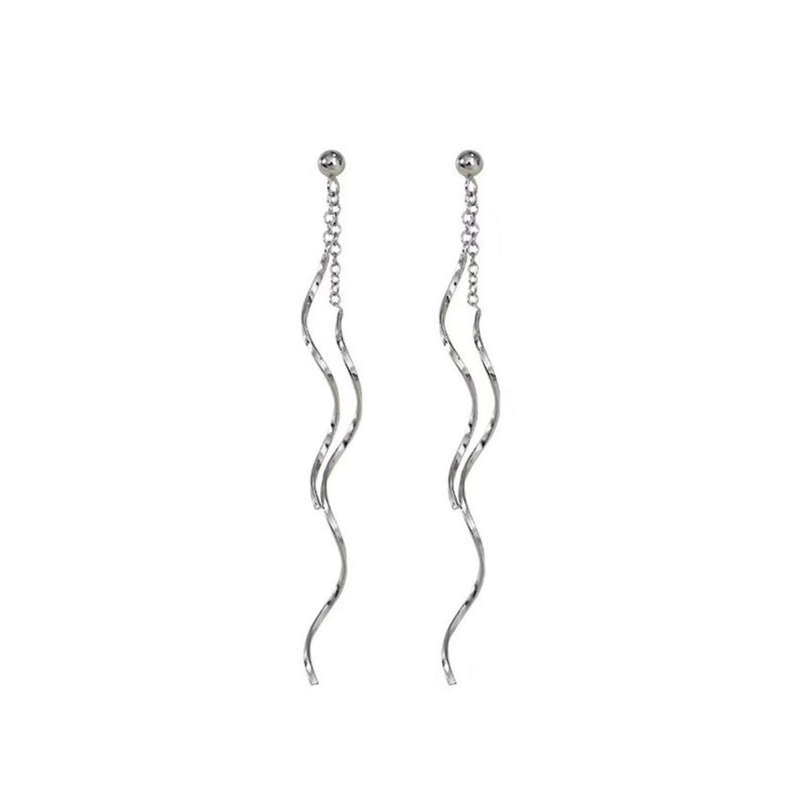 925 Sterling Silver Wave Earrings in Silver