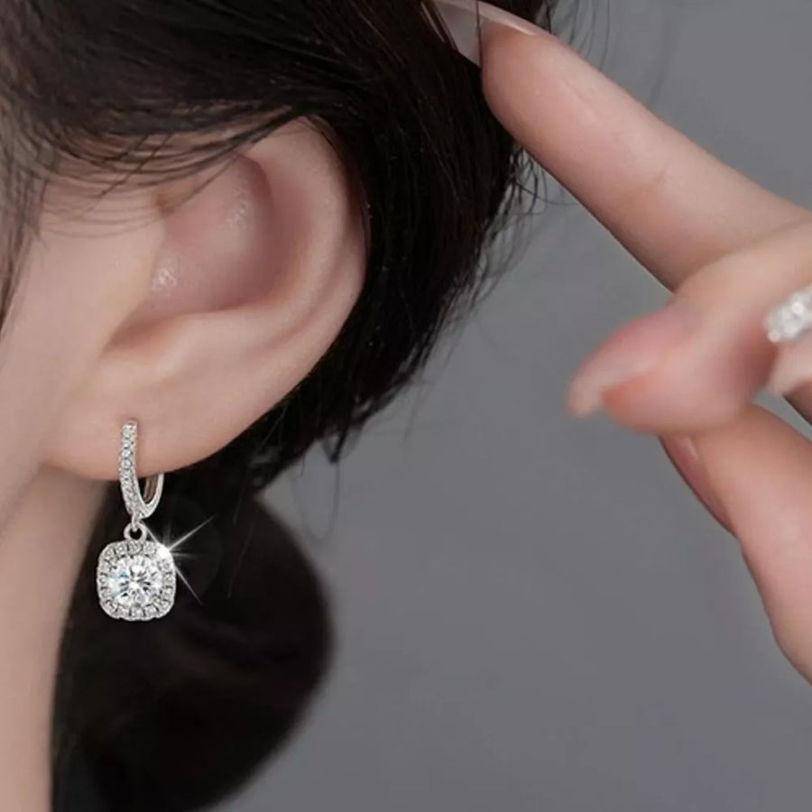 925 sterling silver,Moissanite Carat weight: 1ct Care instructions: Avoid wearin earrings in clear with drop silhouette