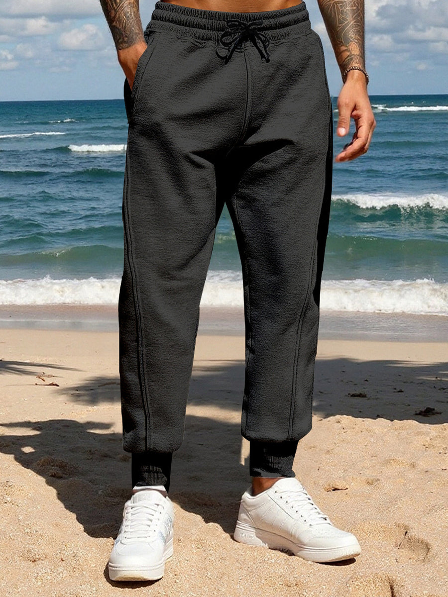 Brown Men's Full Size Casual Drawstring Joggers