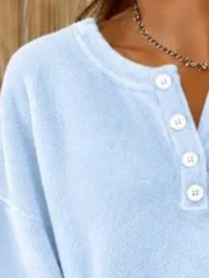 sweatshirt in White with buttoned and hip-length