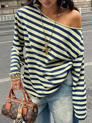 streetwear off-shoulder top in Light Blue with off-shoulder