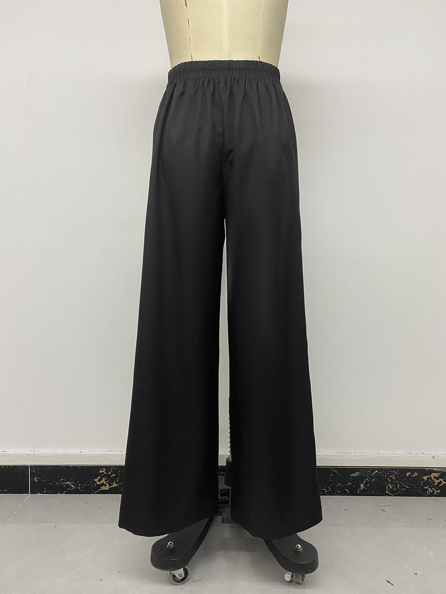Black with wide-leg pants with high-waisted 10
