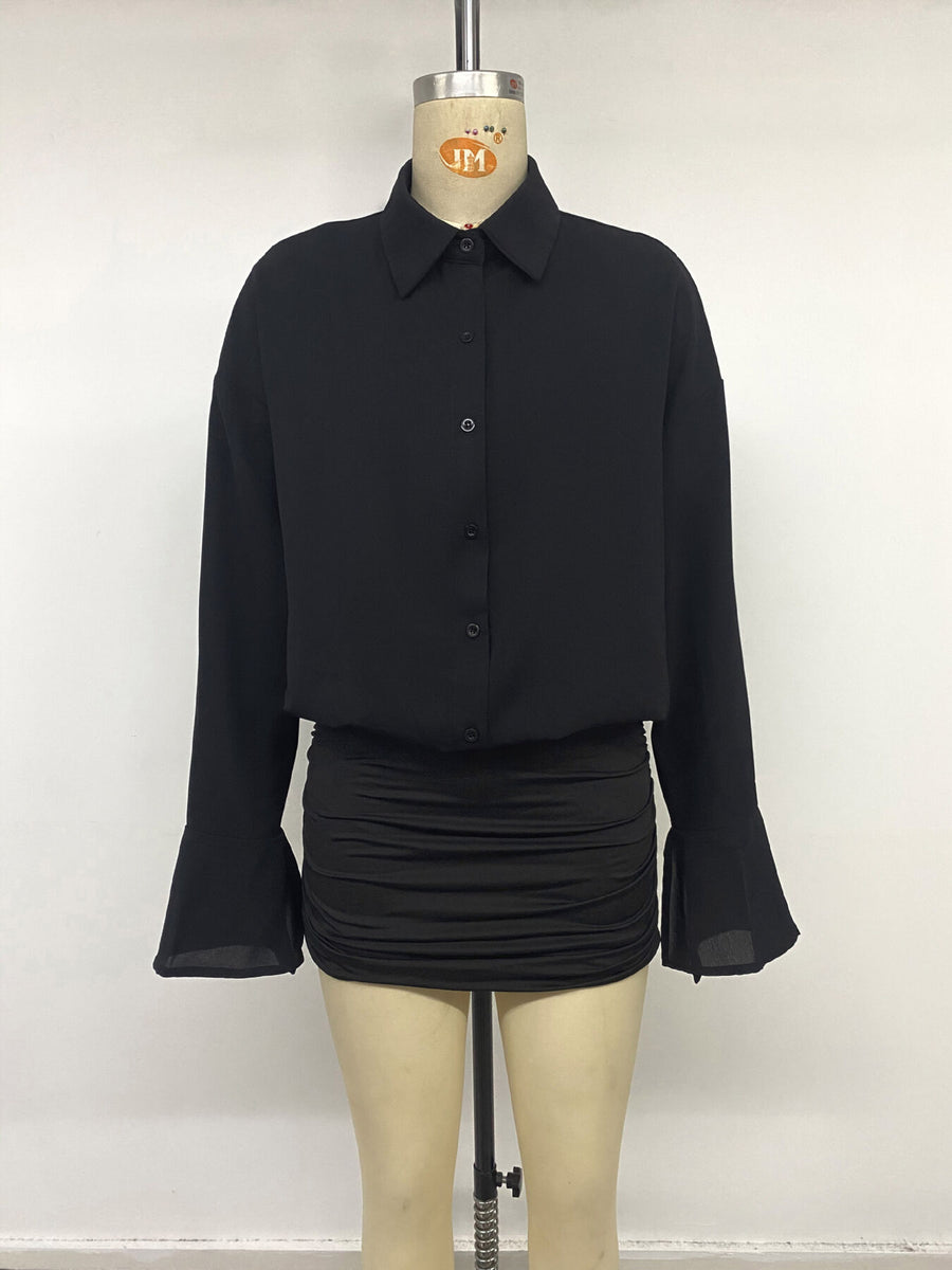 black with shirt dress with buttoned 19