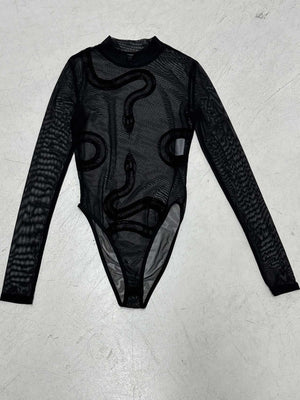bodysuit featuring snakeskin in Black with Polyester &amp texture