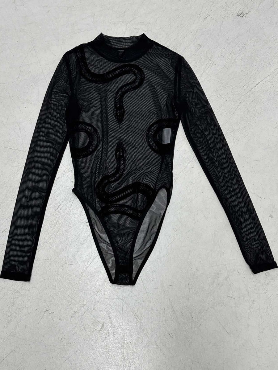 bodysuit featuring snakeskin in Black with Polyester &amp texture