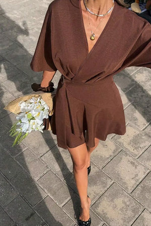 Surplice Half Sleeve Mini Dress option 7