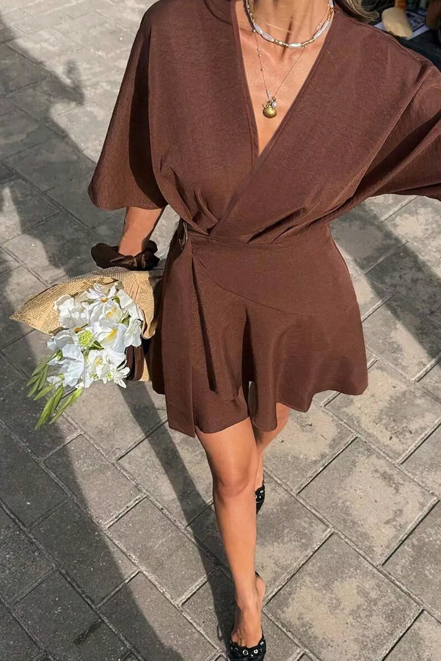 Surplice Half Sleeve Mini Dress option 7