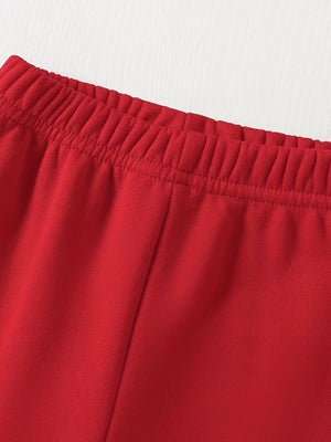 Red baby pants with elastic waistband detail