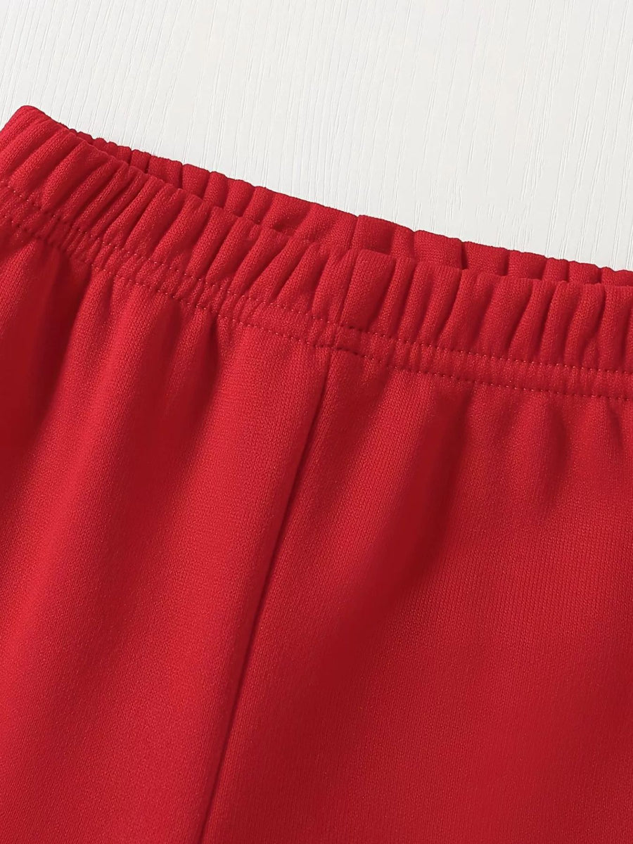 Red baby pants with elastic waistband detail