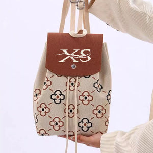 Blush Pink Floral Print Drawstring Backpack Bag