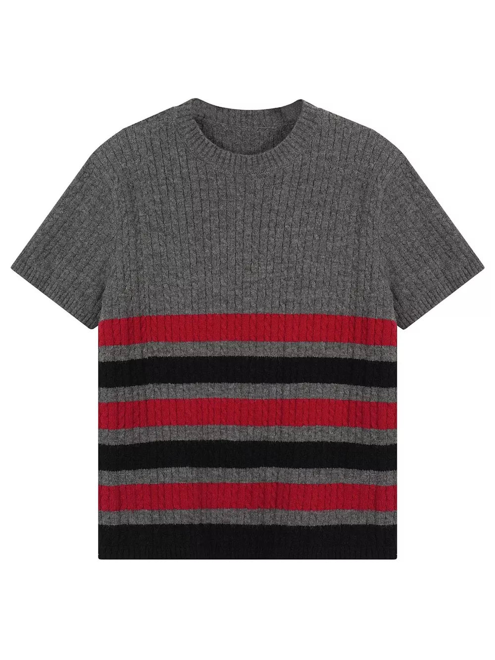 Gray Men's Ribbed Short Sleeve Knit Top
