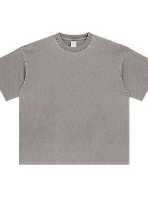 Oversized washed cotton crewneck t-shirt in Gray with crew neckline and short sleeves.