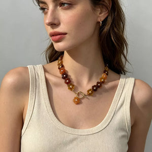 Retro Resin Flower Charm 18k Gold-plated Necklace option 6