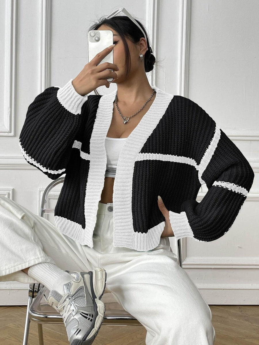 cardigan featuring color-block in light pink with 100% acrylic Care instructions: Machine wash cold texture
