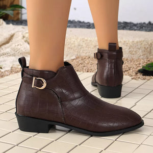 boots in Khaki with crocodile-embossed and point toe
