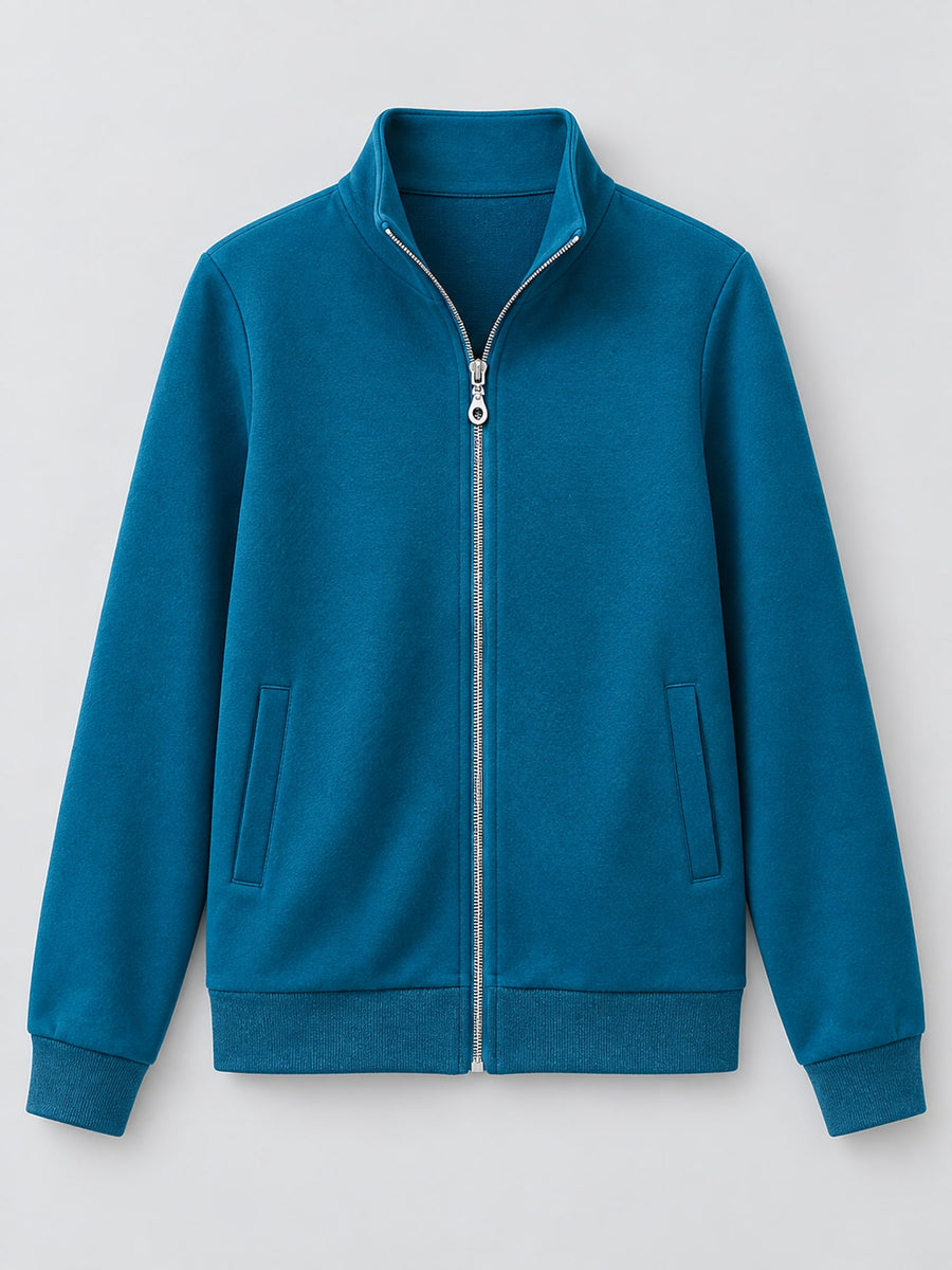 sweatshirt in Blue with mock neck and long sleeve