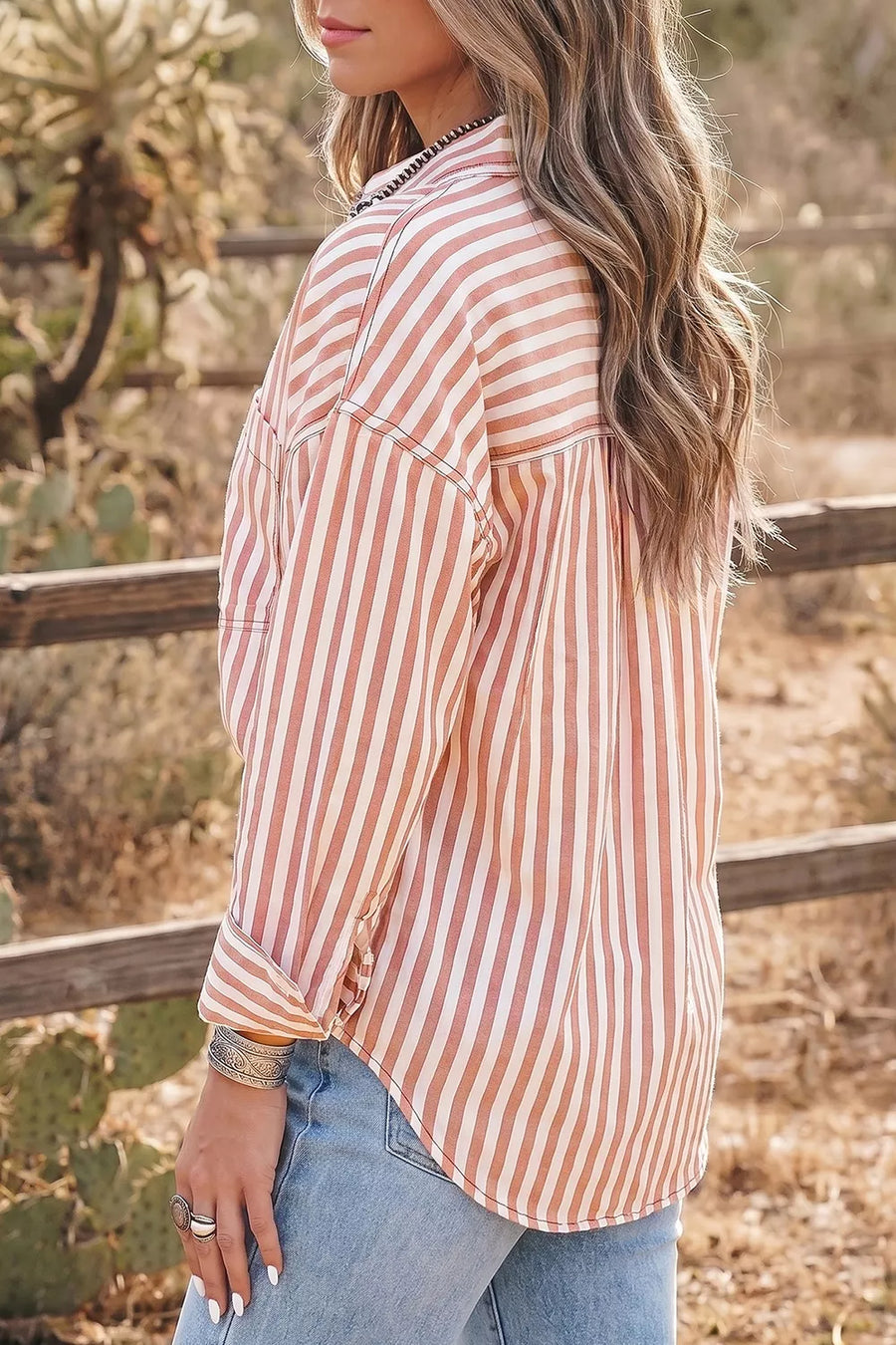 Stripe Western Button Down Long Sleeve Shirt in this colorway