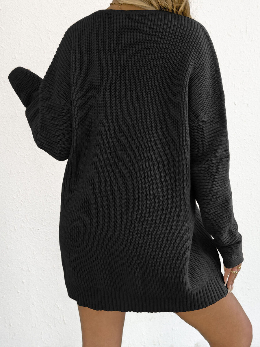 sweater dress in Apricot Color with ribbed and mini