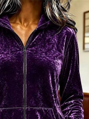 Purple Velvet Zip-up Hoodie