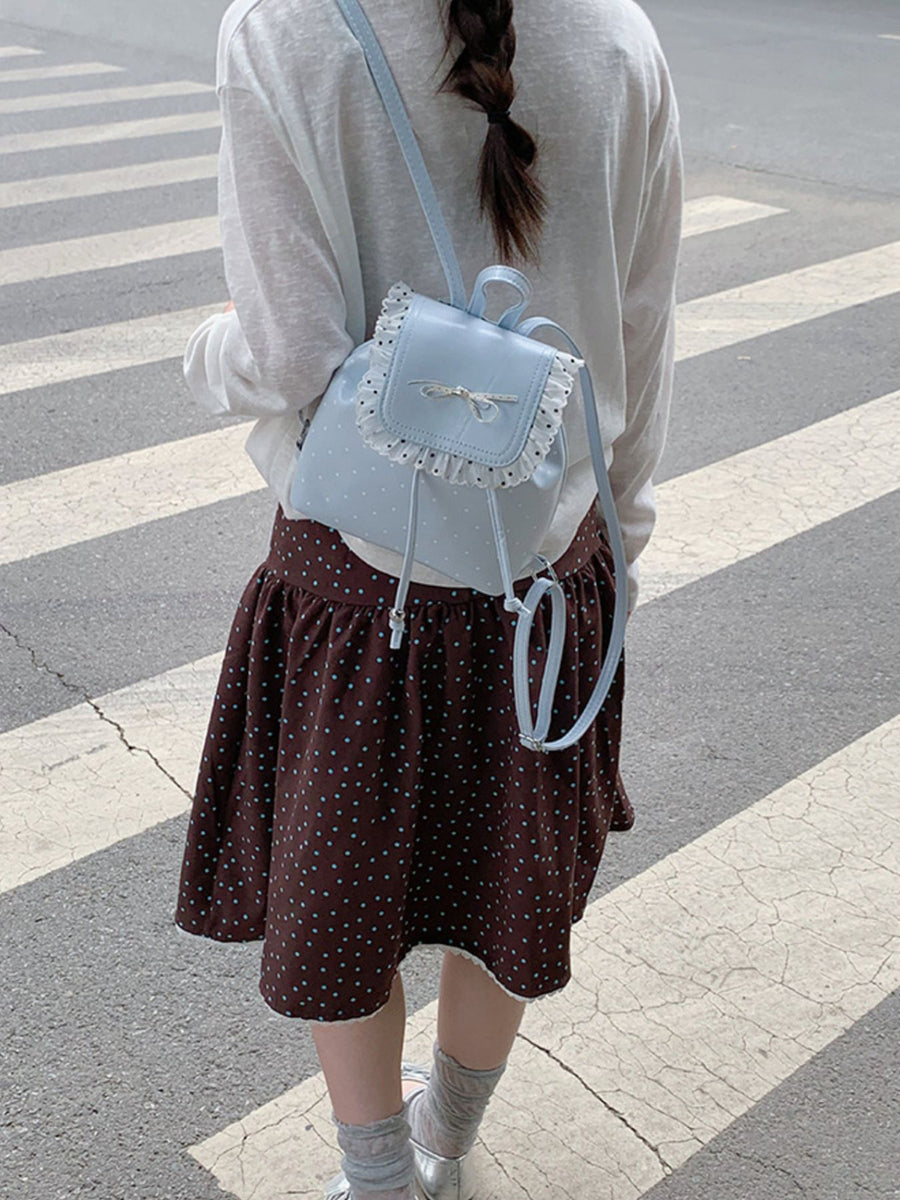 backpack featuring polka-dot in Black with PU Leather Imported Size &amp texture