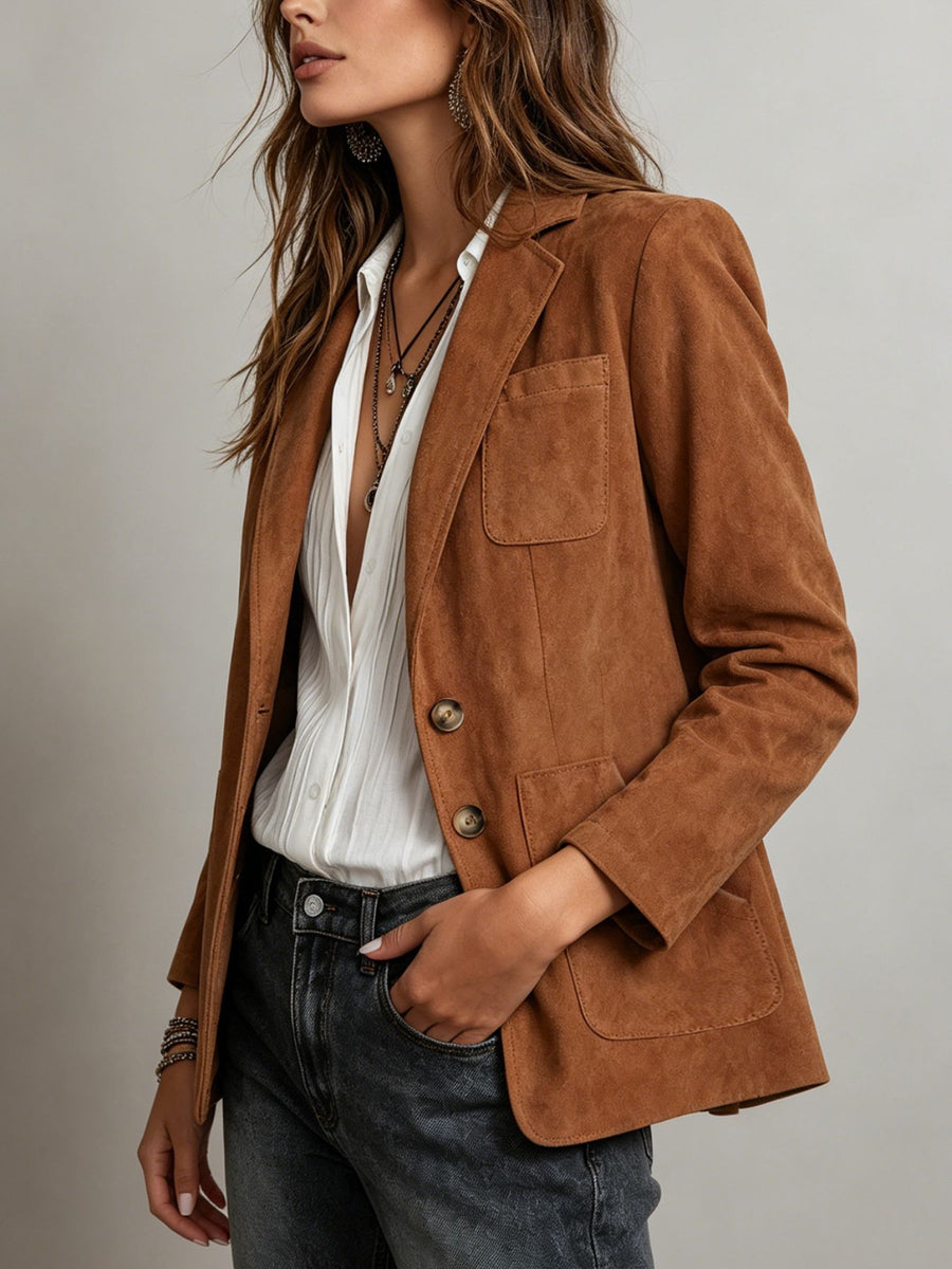 100% polyester Care instructions: Machine wash cold blazer in Coffee Brown with regular silhouette