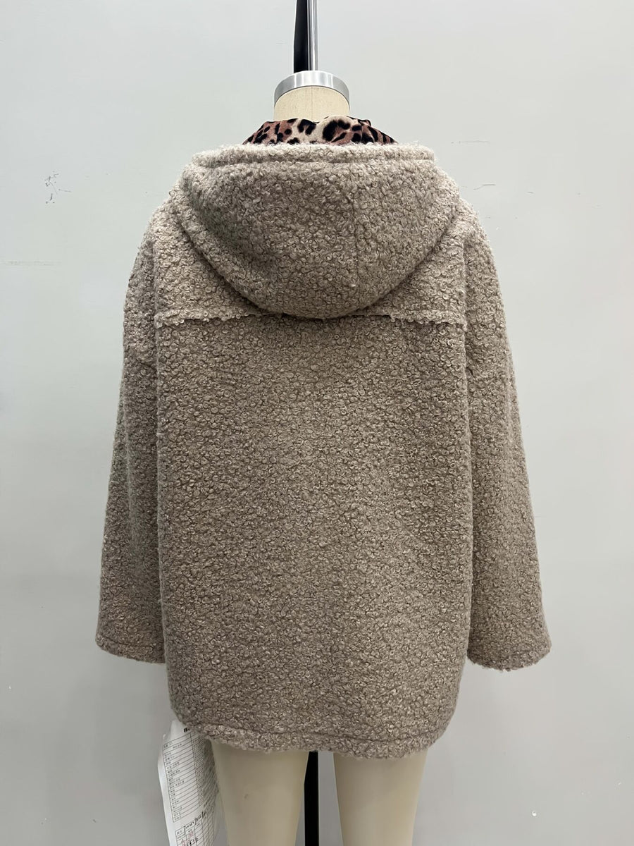 streetwear zip hoodie in Khaki with hooded