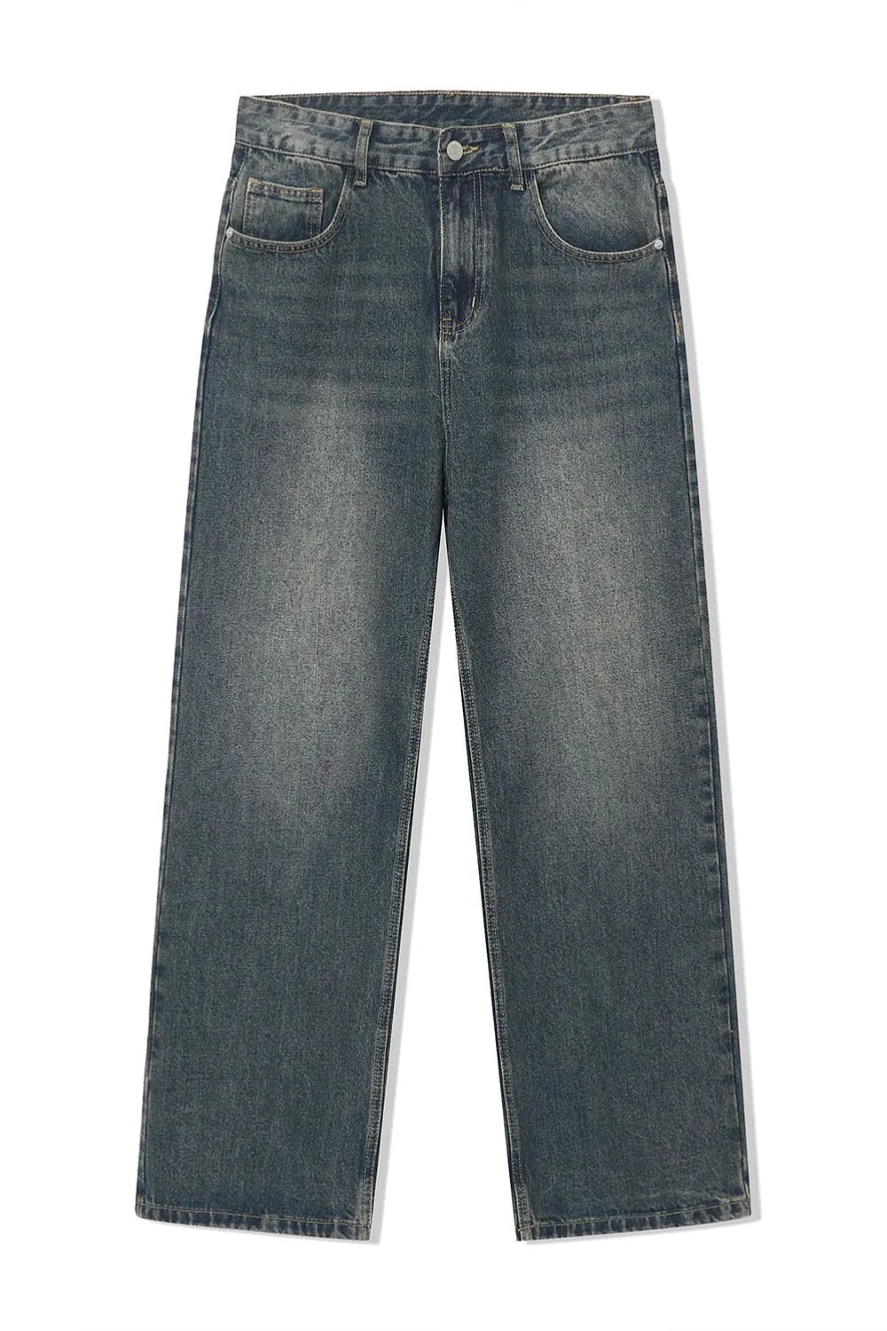 Relaxed fit denim trucker jacket in medium wash with front pockets.