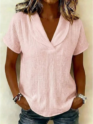 Textured Short Sleeve Plus Size Blouse in Black