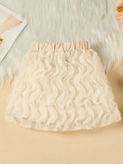 Beige toddler skirt with ruffled texture and elastic waistband