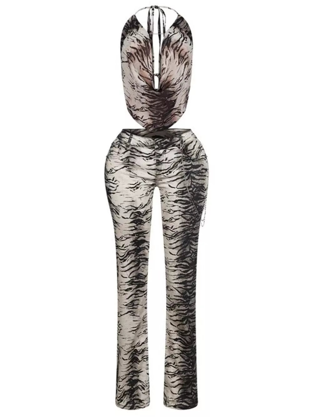Animal Print Sleeveless Top And Pants Set option 6