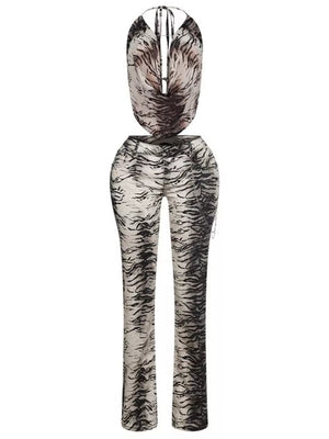 Animal Print Sleeveless Top And Pants Set option 6