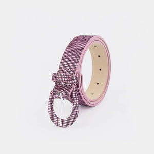 Glitter micro-studded belt in Moonlit Mauve with silver buckle and keeper.