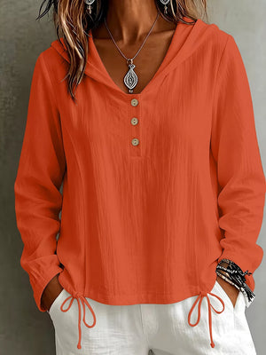 Khaki blouse with drawstring and long sleeve