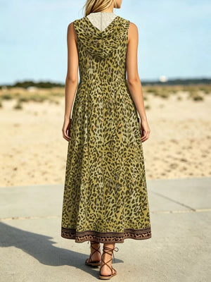 bohemian maxi dress in Green with hooded