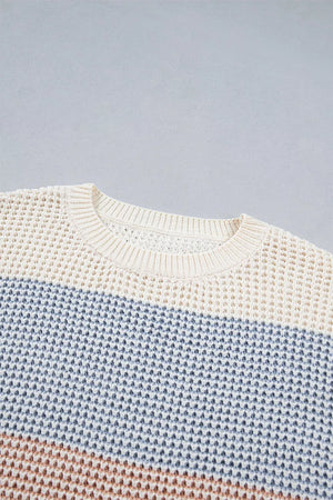 Color Block Waffle Knit Sweater in Multicolor, view 13
