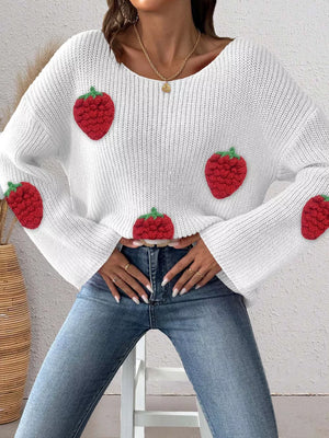 100% polyester Care instructions: Machine wash cold pullover sweater in White with oversized silhouette