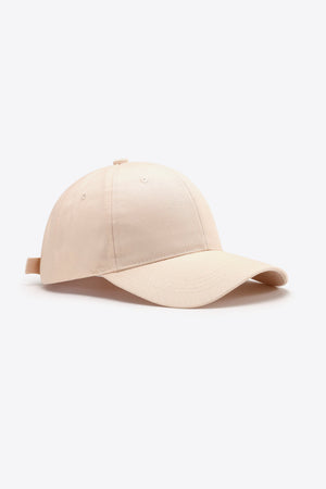 Cream cotton twill baseball cap with adjustable strap