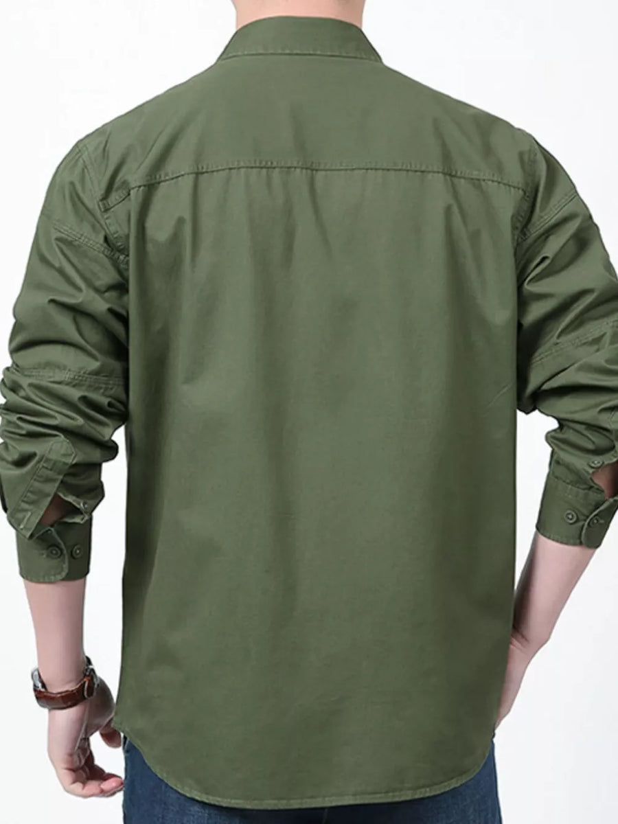 Black Relaxed Fit Button-front Men's Shirt