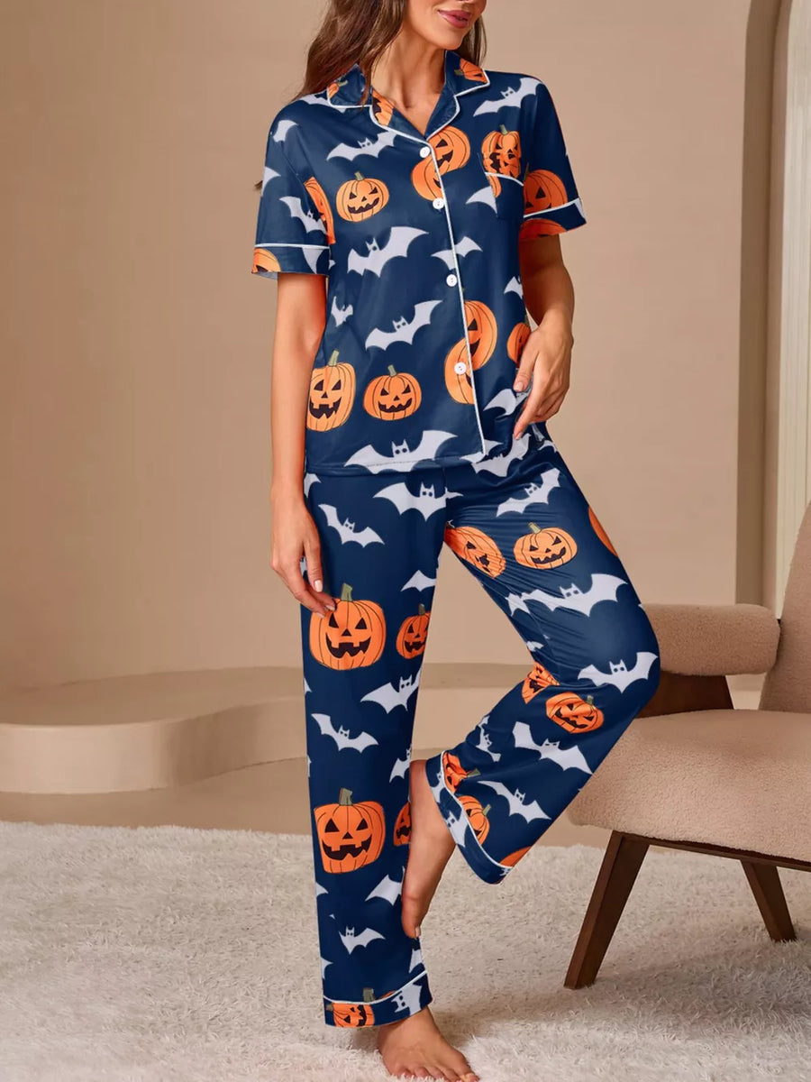 100% polyester Care instructions: Machine wash cold pajama set in white with relaxed silhouette