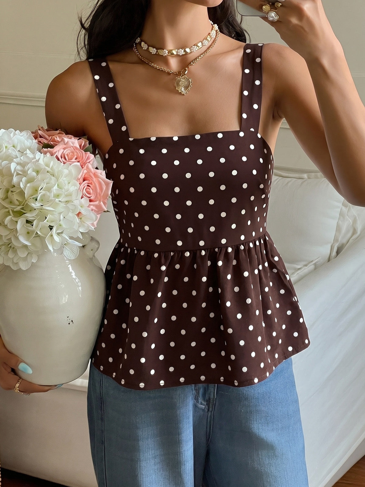 Playful Polka Dot Tie-back Cami