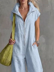 modern jumpsuit in Apricot with collared