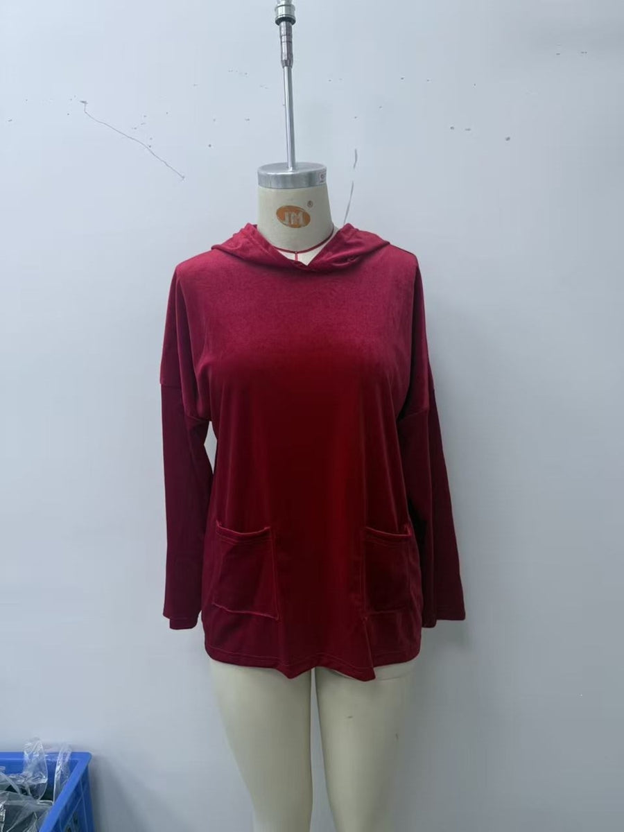 casual pullover hoodie in Coffee Brown with hooded
