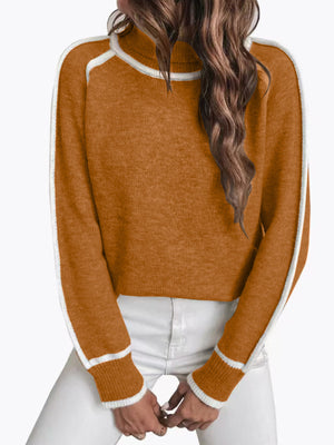 Pink regular turtleneck sweater with turtleneck