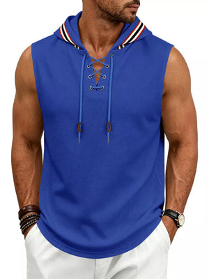 athleisure vest in Khaki with hooded