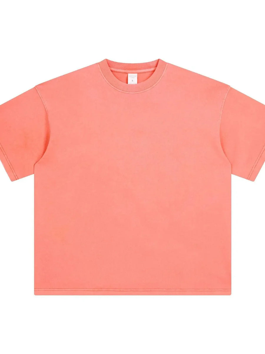 Oversized crewneck t-shirt in Burnt Coral washed cotton with a relaxed fit.