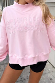 Blush Pink sweatshirt with hip-length and pullover
