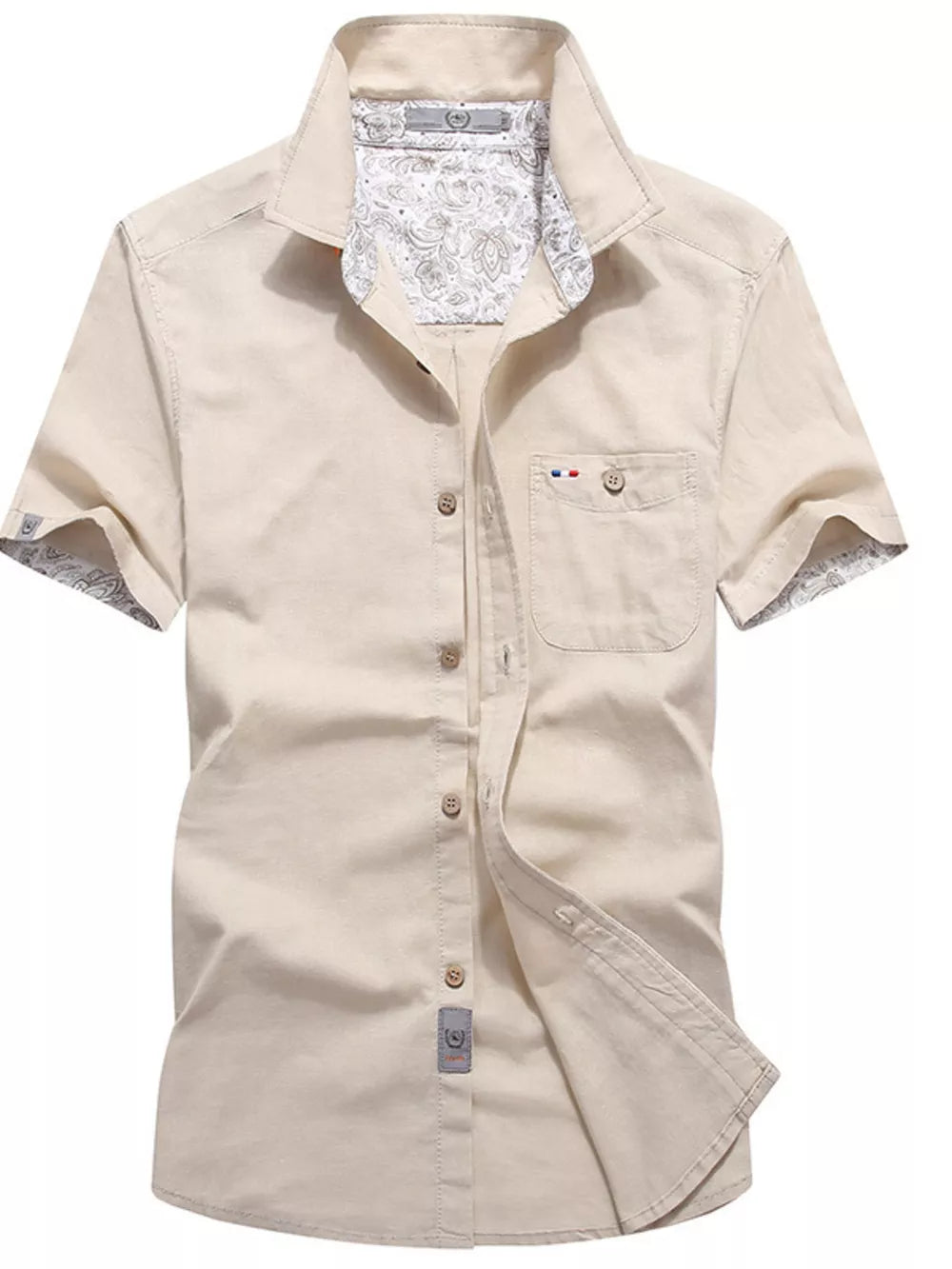 Eggshell Men's Full Size Button Up Short-sleeve Casual Shirt